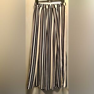 H&M Black and Cream Striped Palazzo Pants